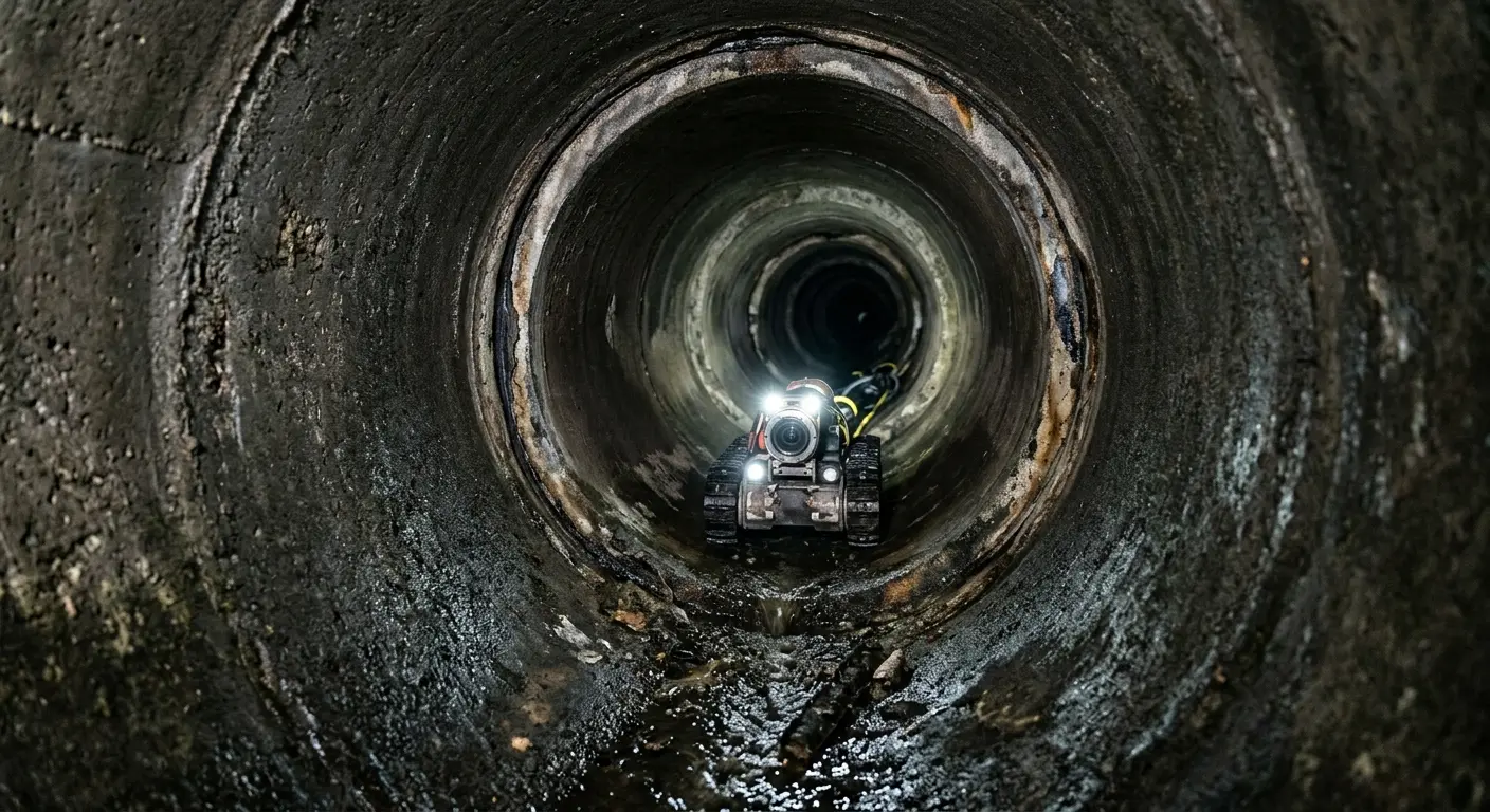 Robotic sewer camera inspecting pipe interior for Sewer Line Repair in Wells Branch
